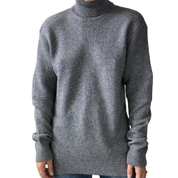 Rogue NWT Womens Gray Ribbed Wool Blend Turtleneck Soft Sweater XL - Picture 1 of 8